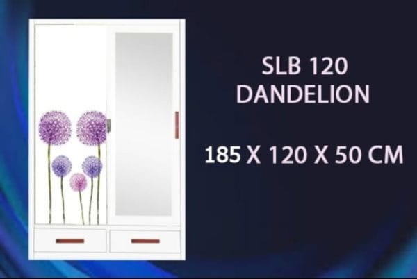 Lemari Pakaian Besi Sliding SLB 120 Dandelion 2 Laci