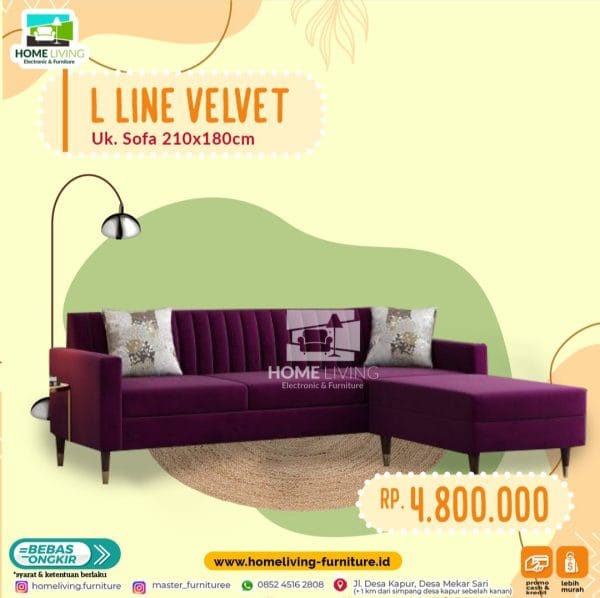 Sofa L Line Velvet