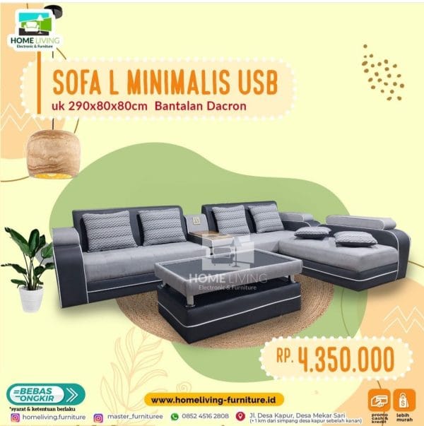 Sofa L Minimalis USB