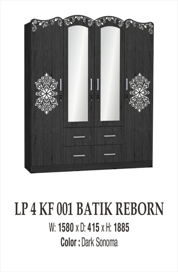 Lemari Pakaian 4 Pintu LP4KF01 Dark Sonoma