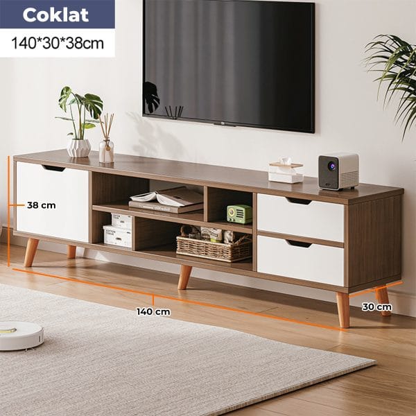 Meja TV Minimalis HD041-LRG-3LACI-BROWN