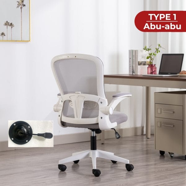 Kursi ergonomis dengan jaring bernapas multi-dimensi Sandaran kursi dengan desain C radian yang mendukung punggung Sandaran tangan kursi yang dapat diputar hingga 90 derajat