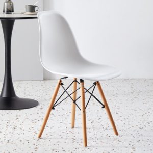 Kursi Eames DSW Minimalis HD006-White – Kursi Makan & Kursi Kantor PP + Kaki Kayu Kokoh