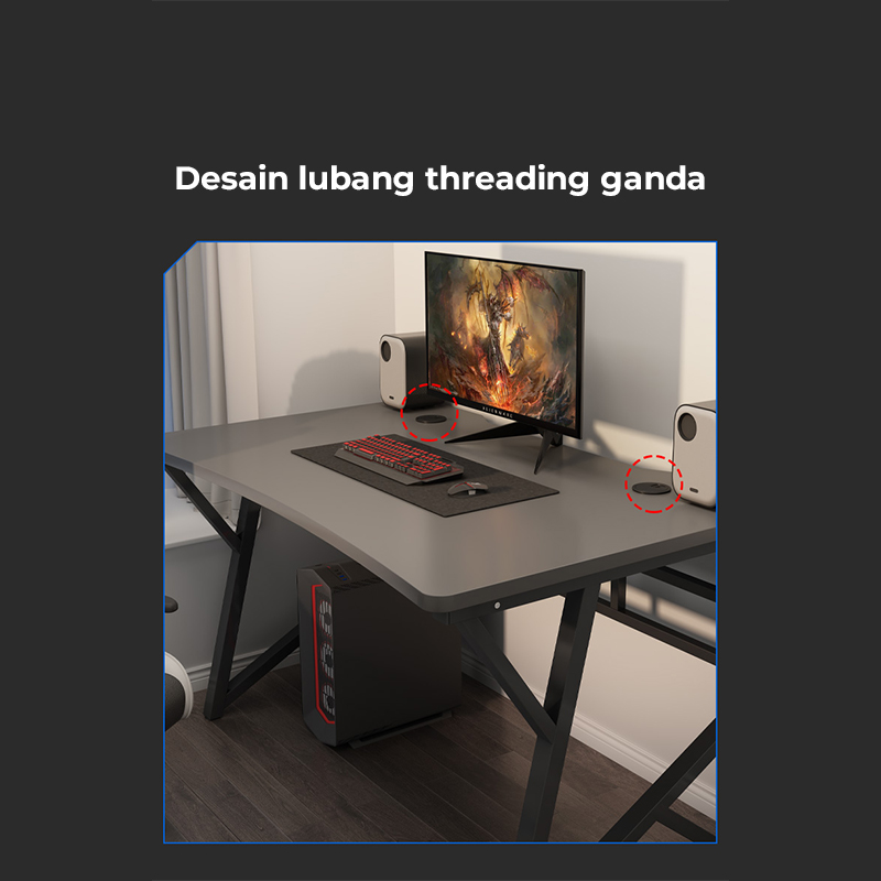 HD008 Grey Meja Komputer Minimalis 120×60×75 – Meja Kerja Modern Multifungsi dengan Rangka Besi Kokoh - Image 3