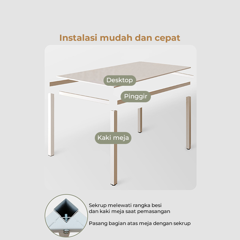 HD011 Meja Makan Minimalis Modern – MDF + Rangka Baja, Ukuran 120×60×75cm | Desain Kokoh & Serbaguna - Image 5