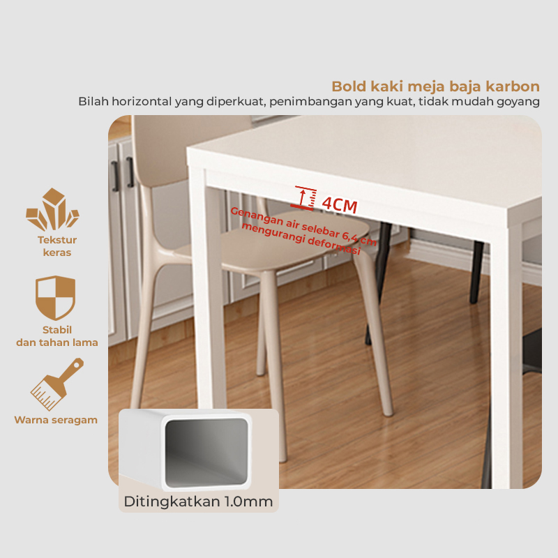 HD011 Meja Makan Minimalis Modern – MDF + Rangka Baja, Ukuran 120×60×75cm | Desain Kokoh & Serbaguna - Image 9