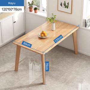 Meja Makan Minimalis Kayu HD013-Wood ukuran 120x60x76 cm tampak atas