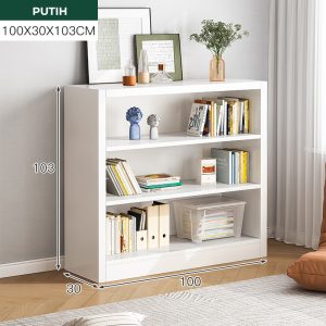 Rak Buku Minimalis HD015 MDF 25mm Warna Putih – Rak Pajangan Serbaguna Modern 100 cm