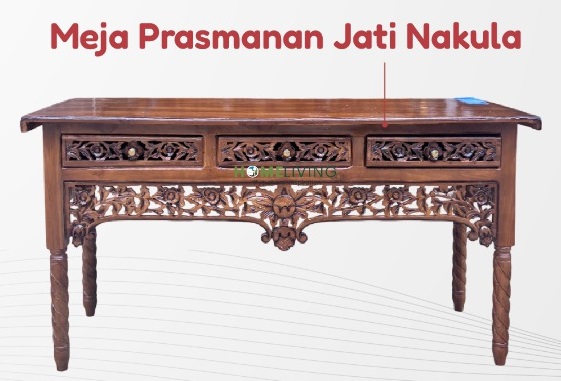 Meja Prasmanan Jati Nakula ukiran Jepara dari kayu jati solid panjang 150 cm