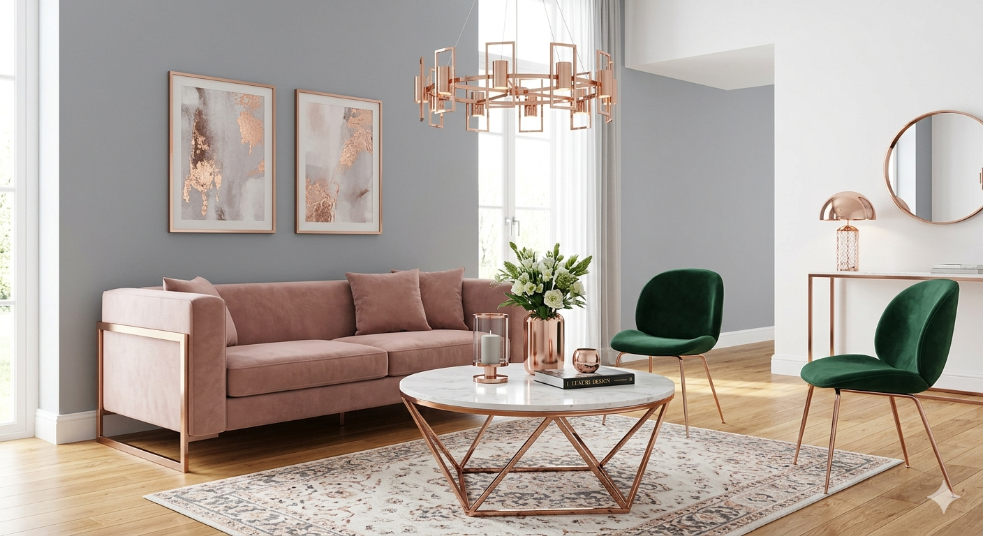 Ruang tengah dengan warna pastel