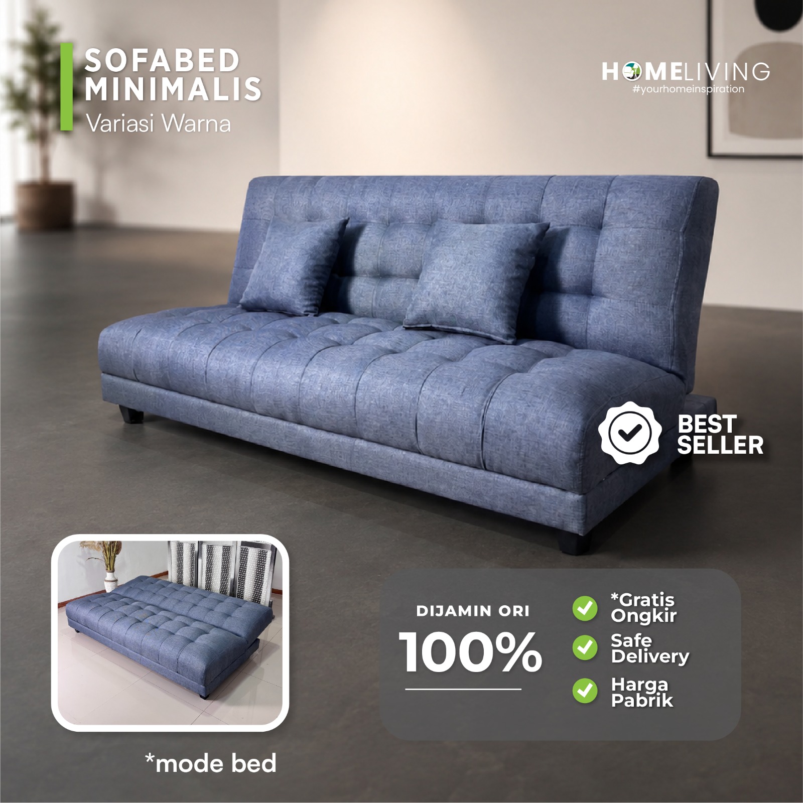 HOMELIVING Sofabed Minimalis Modern – Fleksibilitas Kenyamanan dalam Satu Genggaman