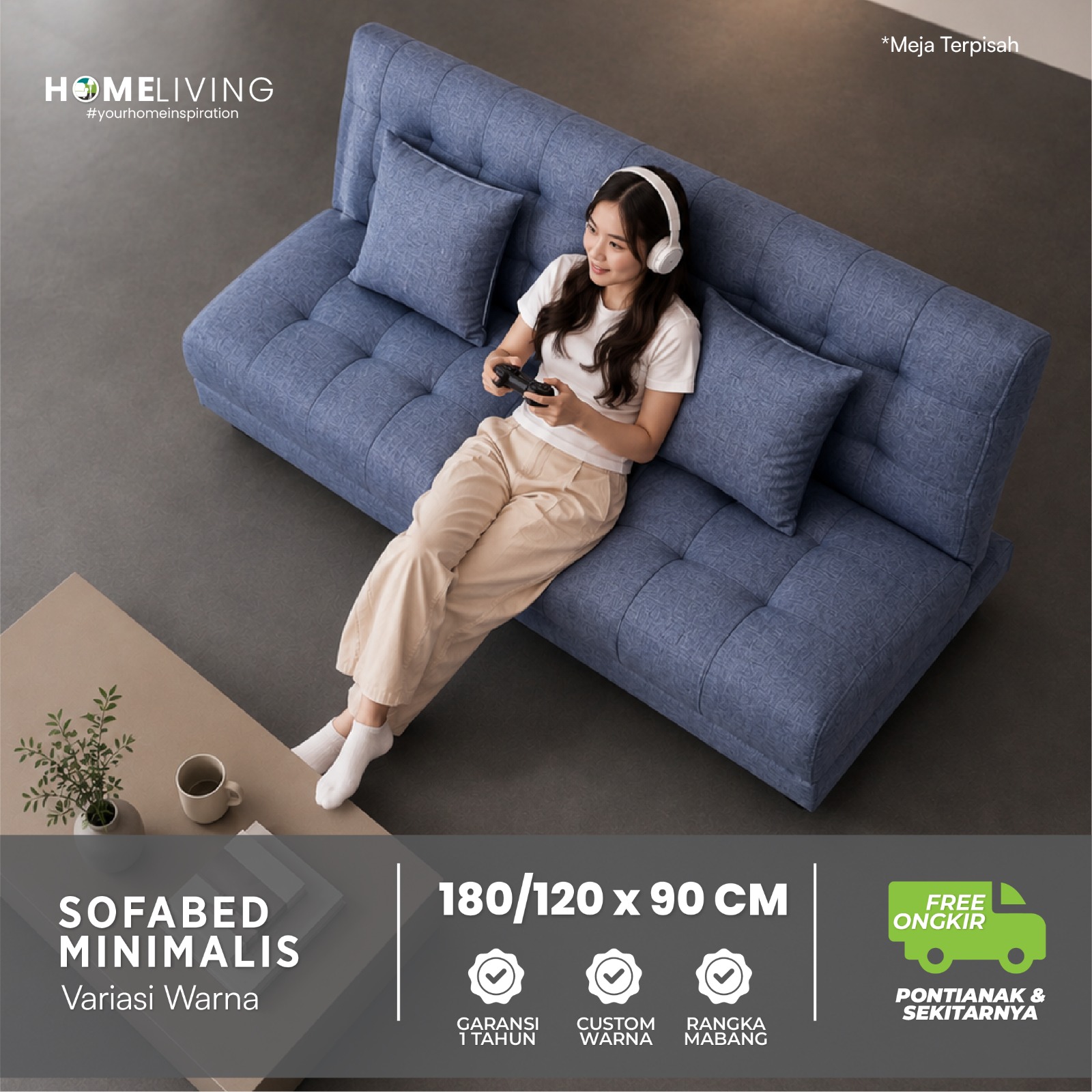 HOMELIVING Sofabed Minimalis Modern – Fleksibilitas Kenyamanan dalam Satu Genggaman - Image 3