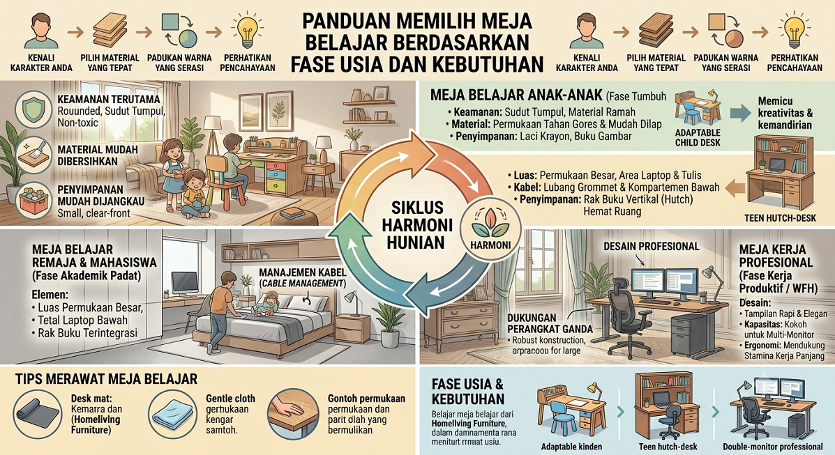 Panduan Memilih Meja Belajar Berdasarkan Fase Usia dan Kebutuhan