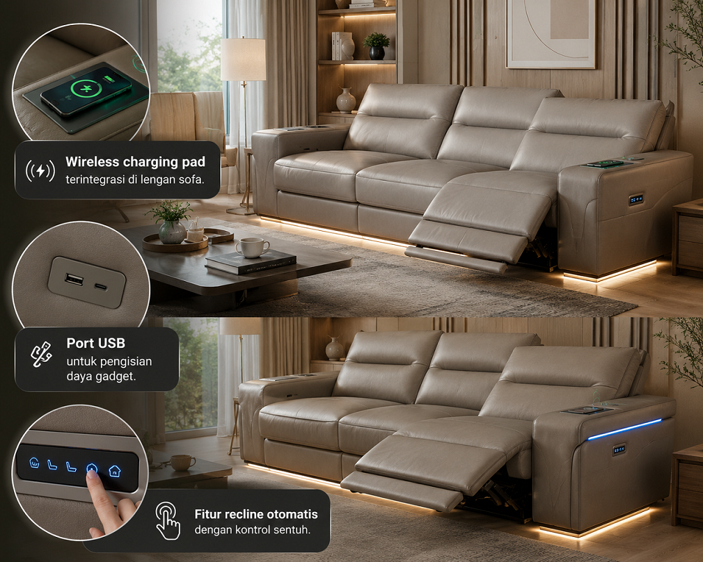 sofa recliner dengan control sentuh' sofa recliner dengan control sentuh'