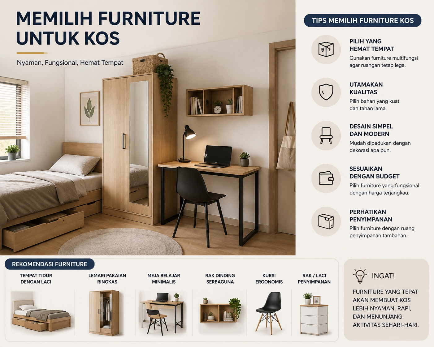 Memilih furniture untuk kos